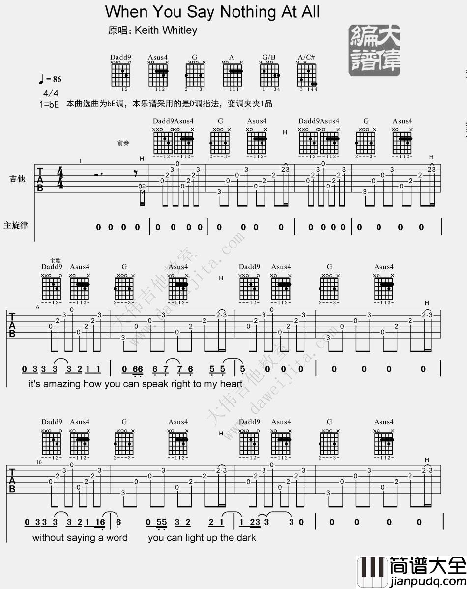 11.jpg Keith,Whitley_When_You_Say_Nothing_At_All_吉他谱(降E调)_Guitar_Music_Score