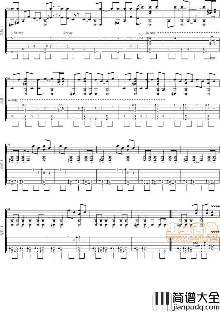 郑成河：杰克逊_beat_it_吉他指弹谱|吉他谱|图片谱|高清|郑成河