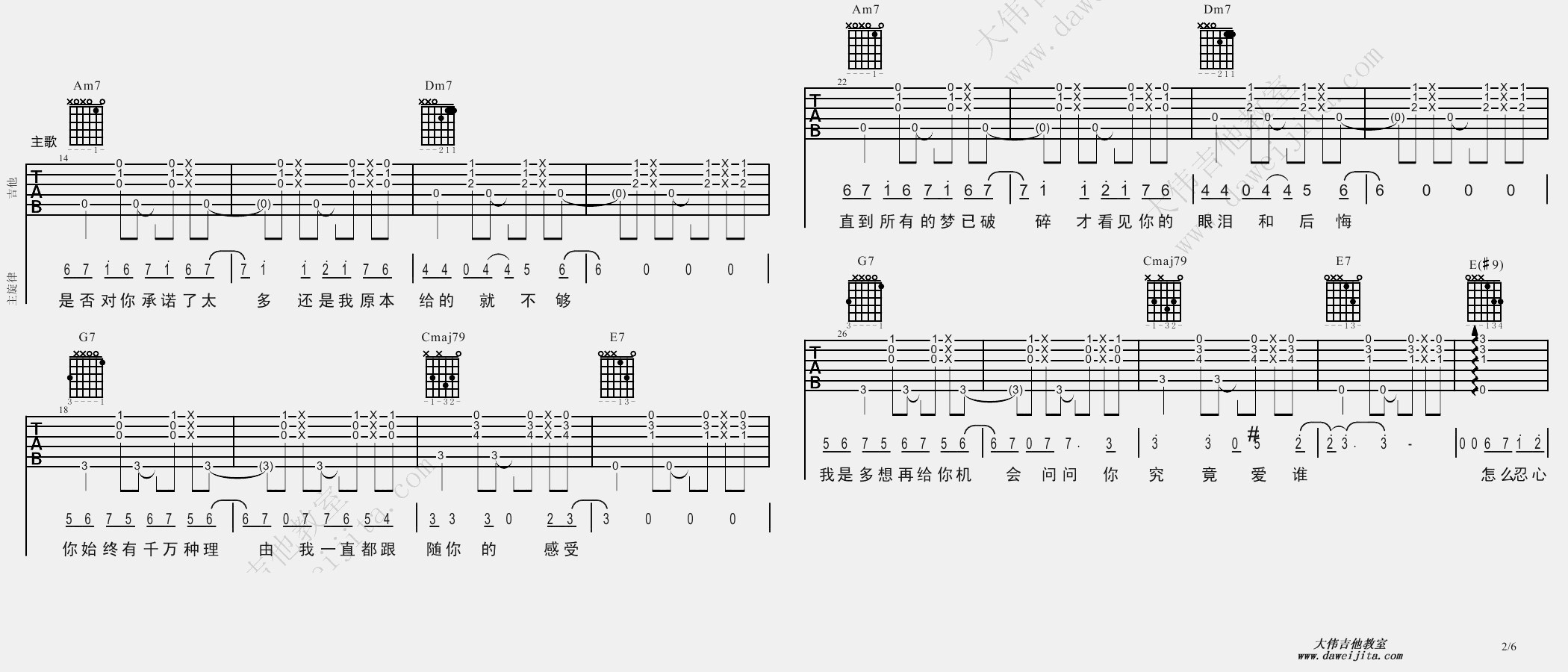 2.gif 张信哲_过火_BossaNova__吉他谱(C调)_Guitar_Music_Score