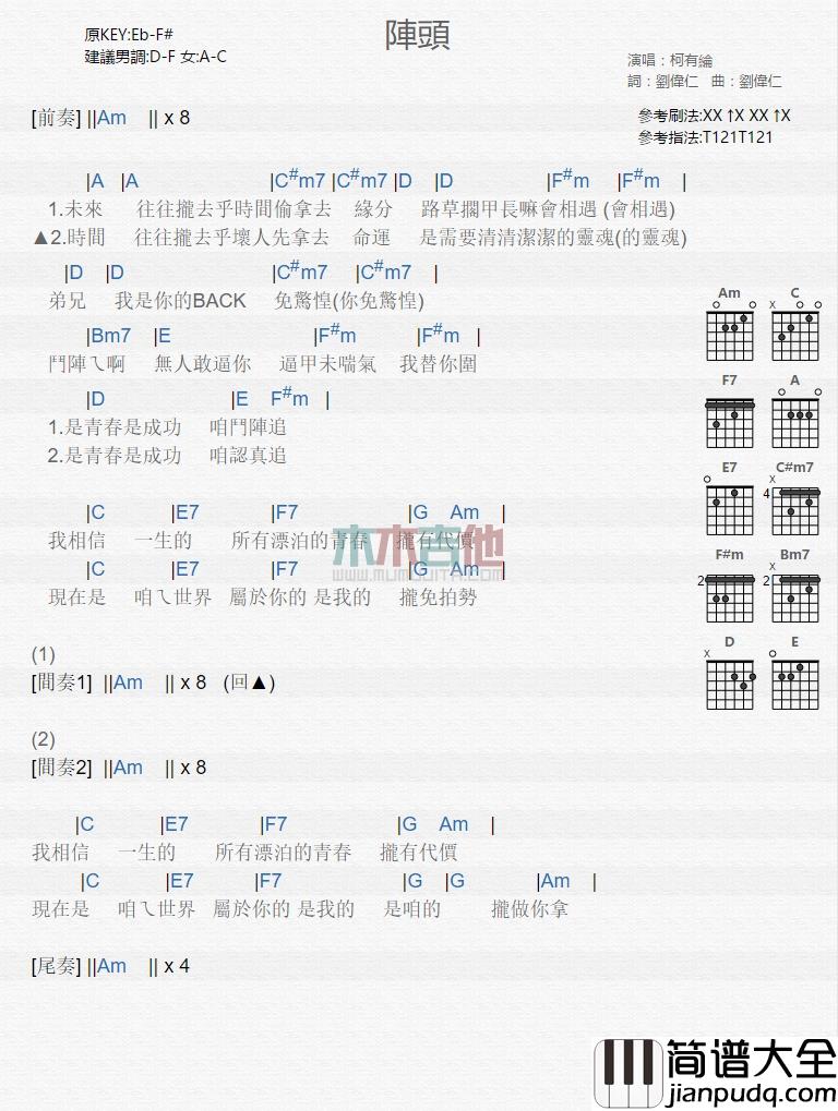 柯有伦_阵头_吉他谱_Guitar_Music_Score