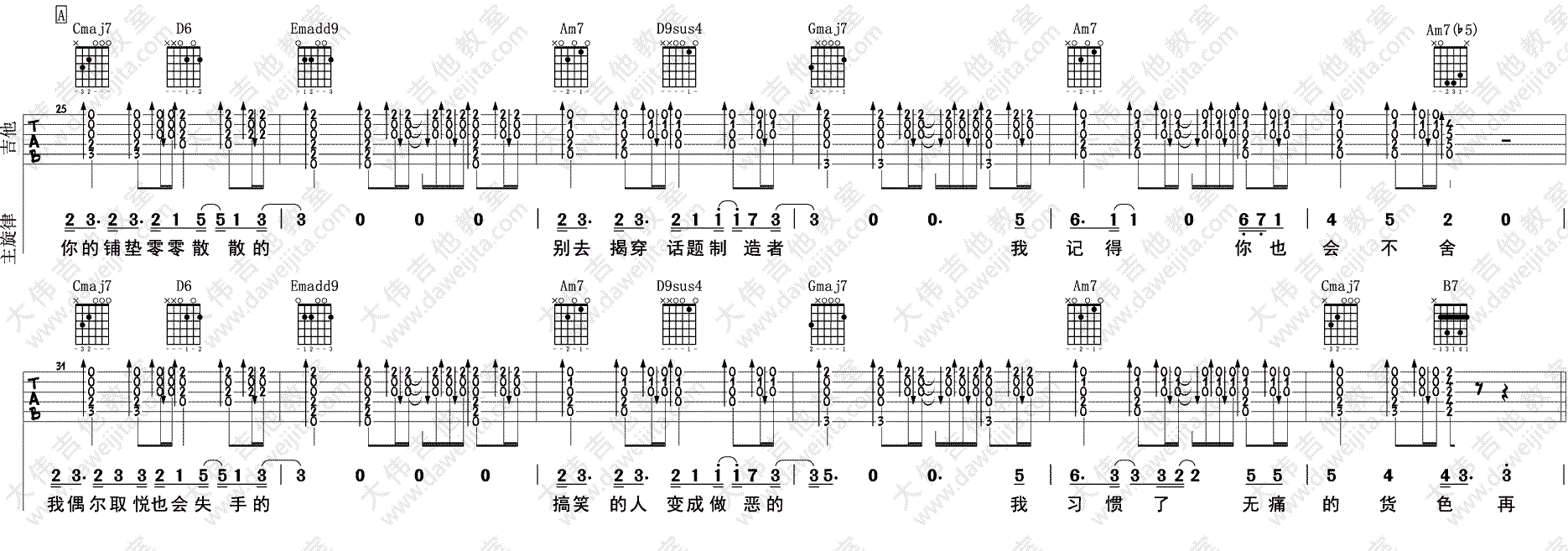 怪咖_薛之谦_图片谱标准版_吉他谱_薛之谦_吉他图片谱_高清