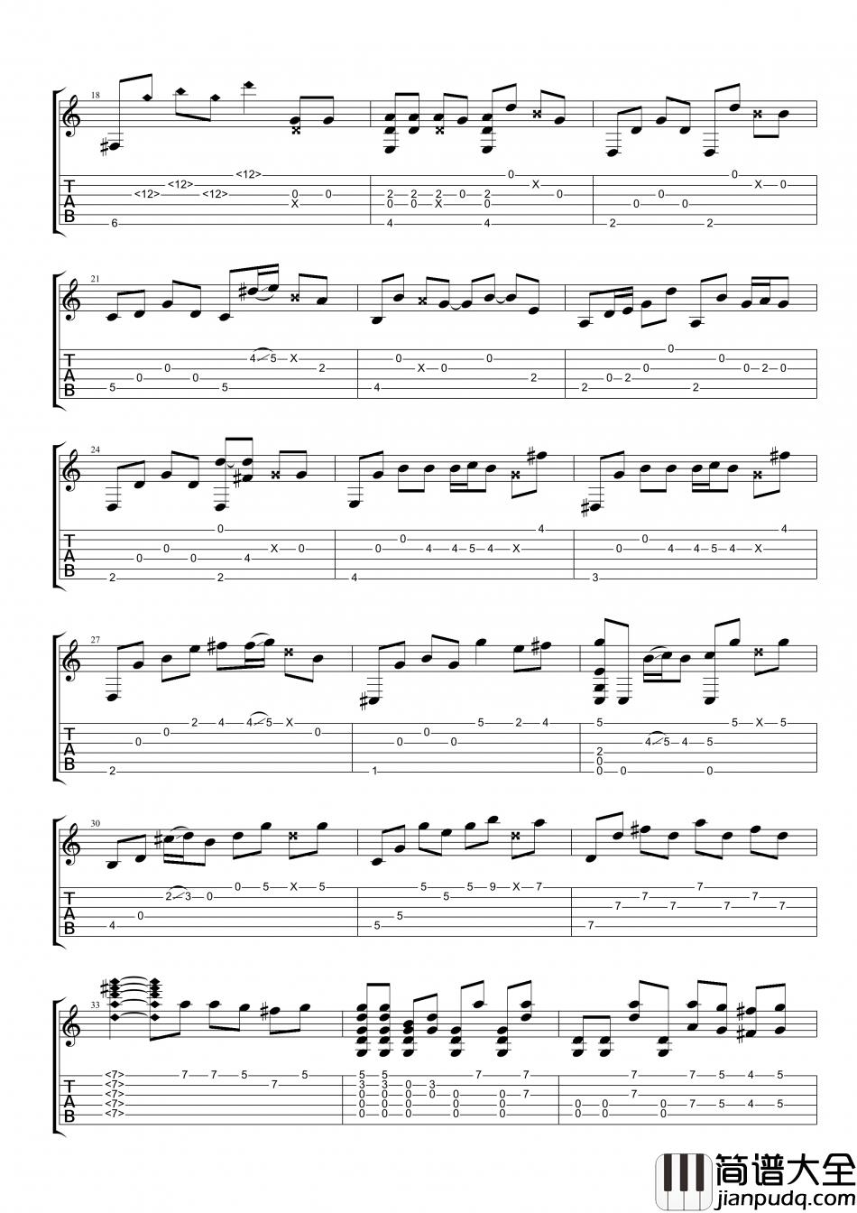 魏如昀_听见下雨的声音_指弹__吉他谱_Guitar_Music_Score