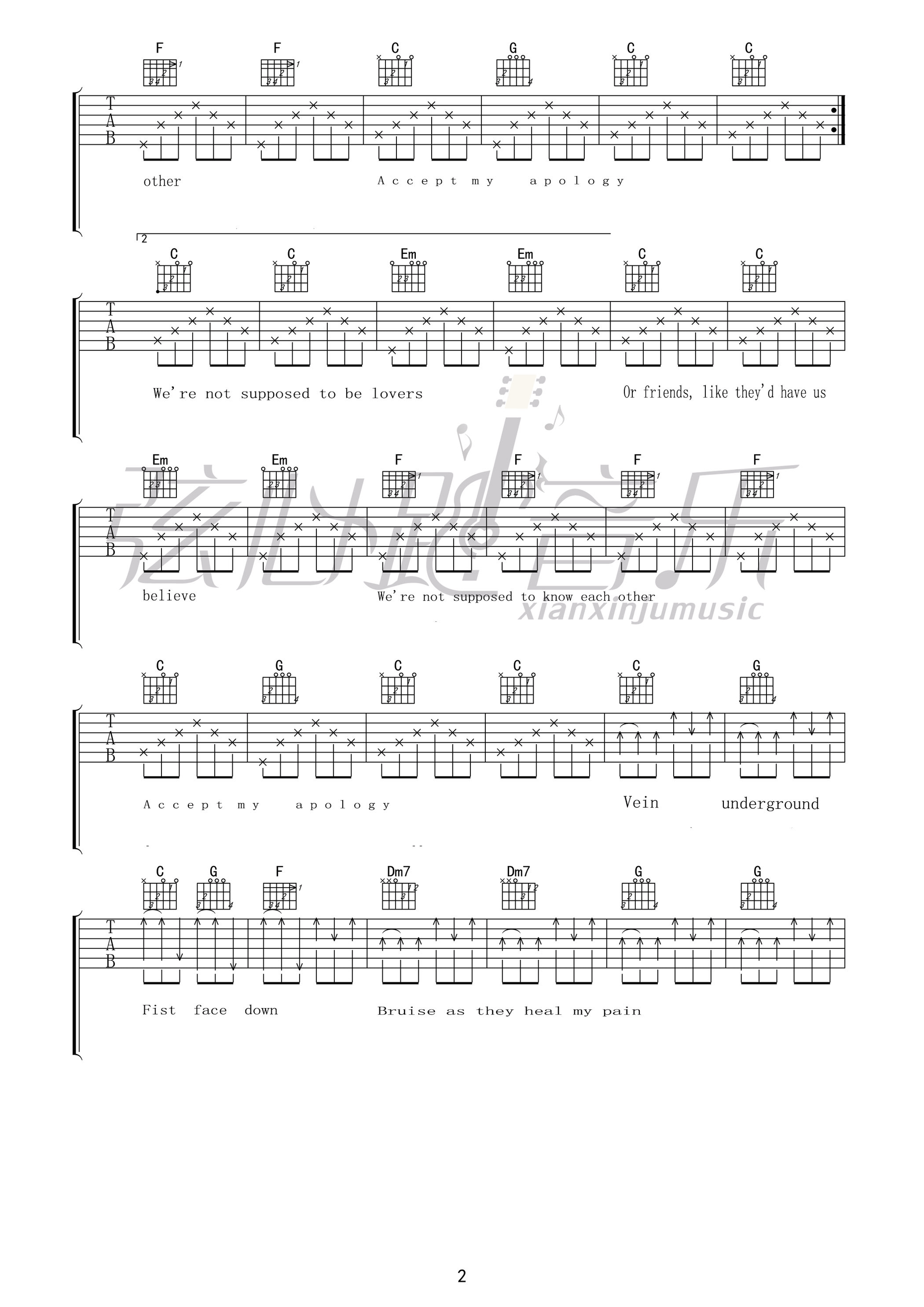 Adam,Green_We'e_Not_Supposed_to_Be_Lovers_吉他谱_Guitar_Music_Score
