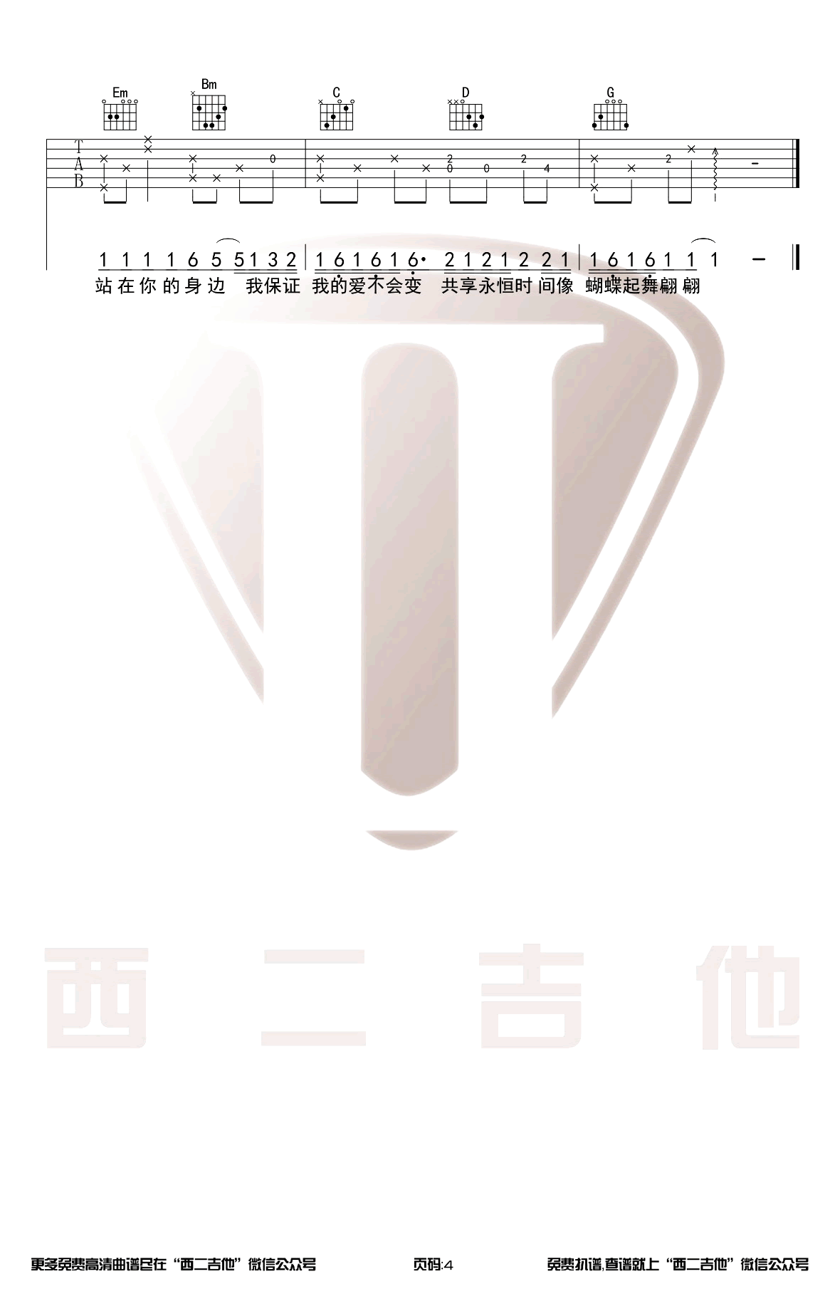 大能人_山楂树之恋_吉他谱