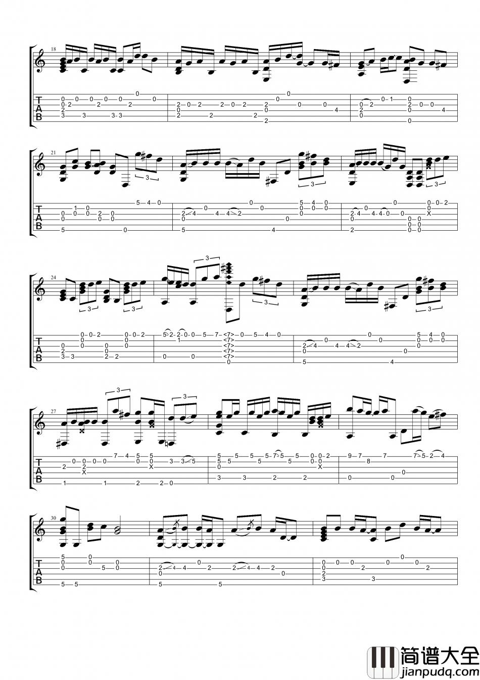 梁文音_分手后不要做朋友_指弹__吉他谱_Guitar_Music_Score
