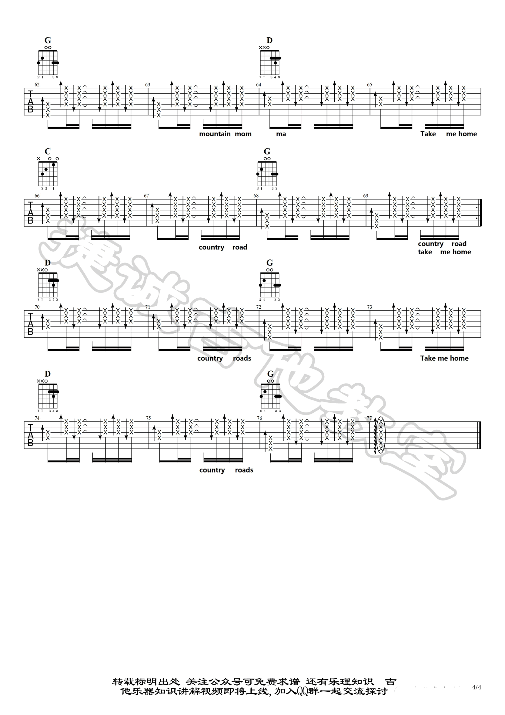 约翰丹佛_Take_Me_Home_Country_Roads_吉他谱