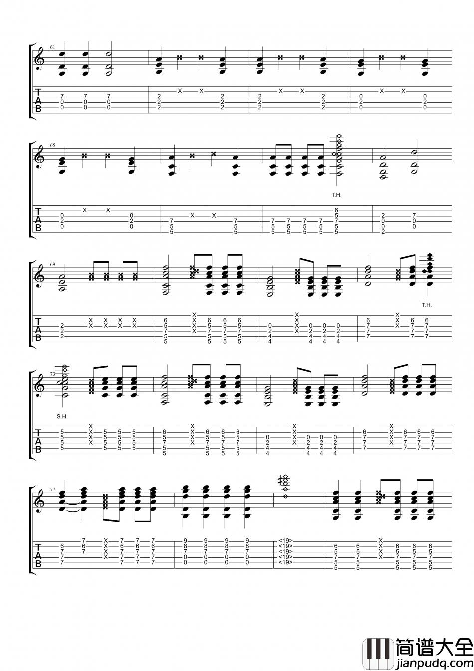 家家_命运_指弹__吉他谱_Guitar_Music_Score