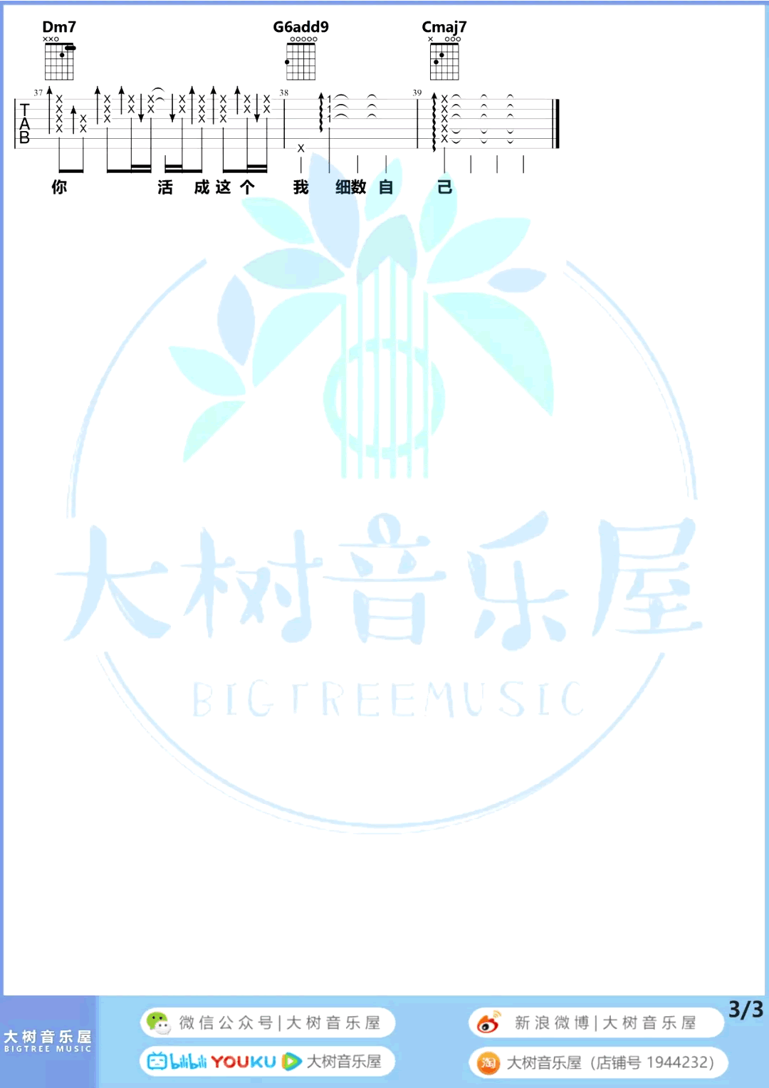 杨丞琳_年轮说_吉他谱