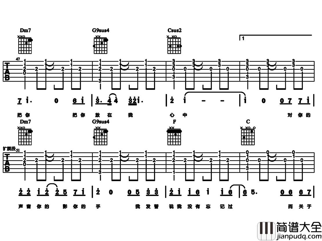 林忆莲_听说爱情回来过_吉他谱(C调)_Guitar_Music_Score