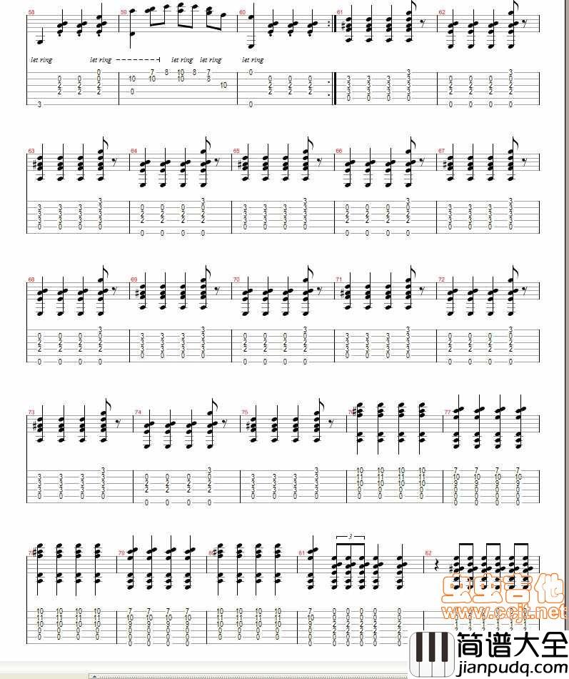 磨房主舞曲（初学者此步）|吉他谱|图片谱|高清|法雅|Las_Fallas