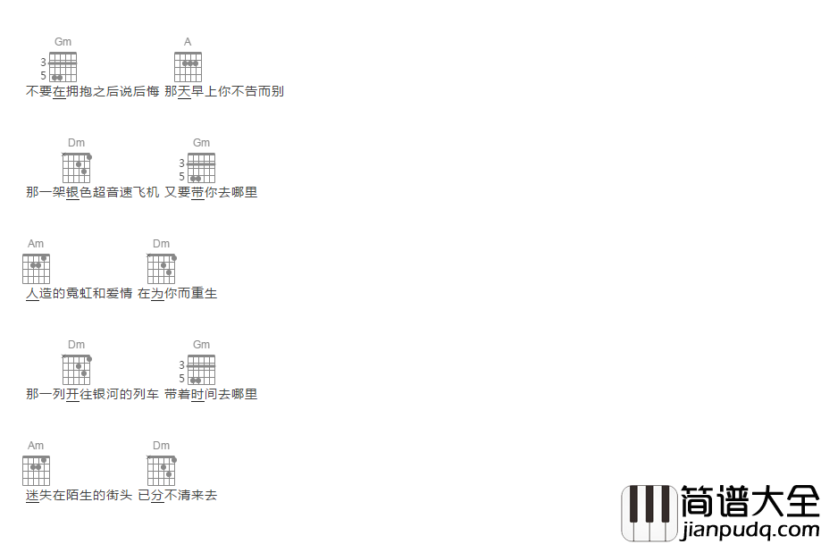 新裤子_没有你的旅途_没有意义_吉他谱_弹唱谱_和弦谱