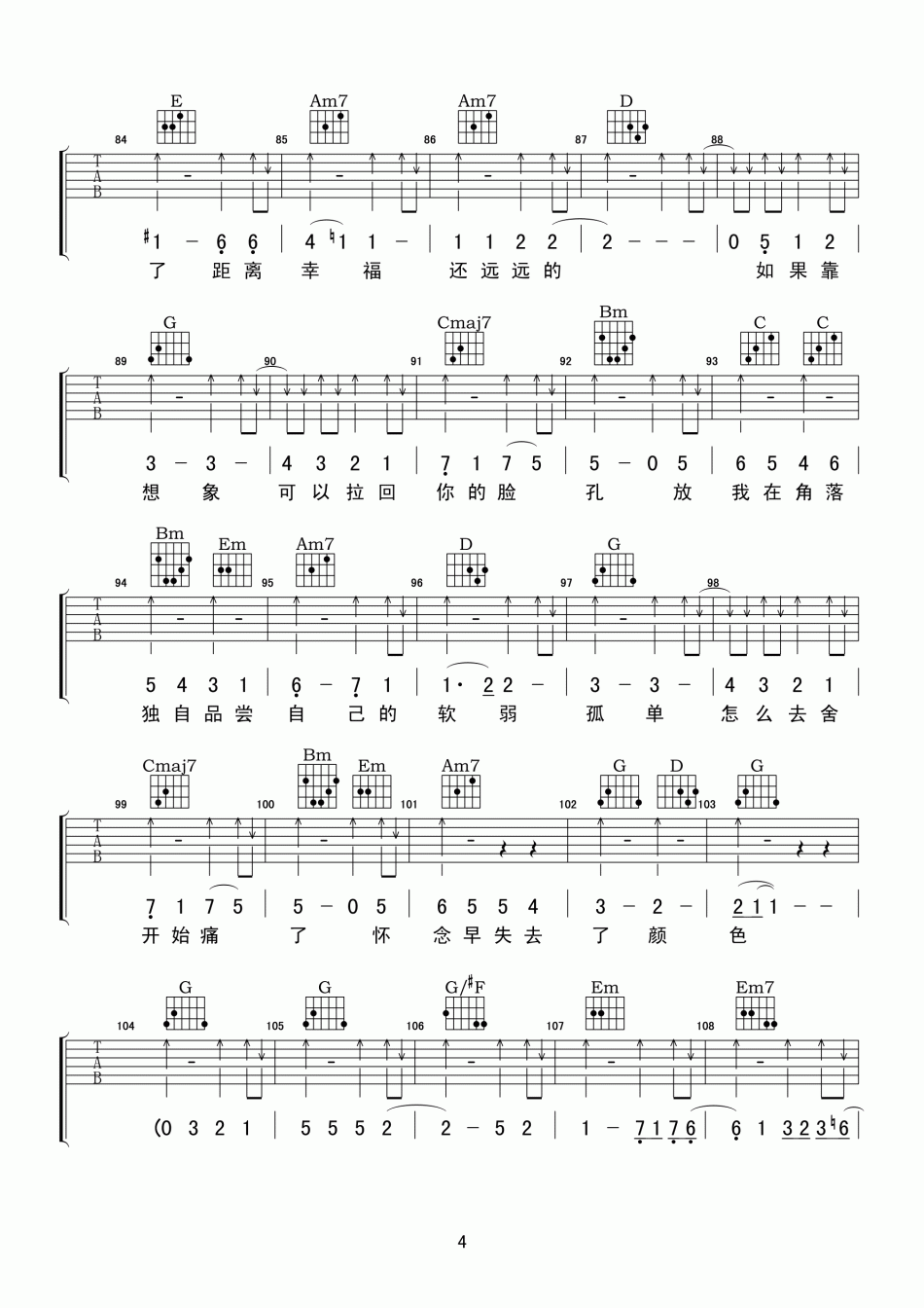 魏晨_过客_吉他谱_Guitar_Music_Score