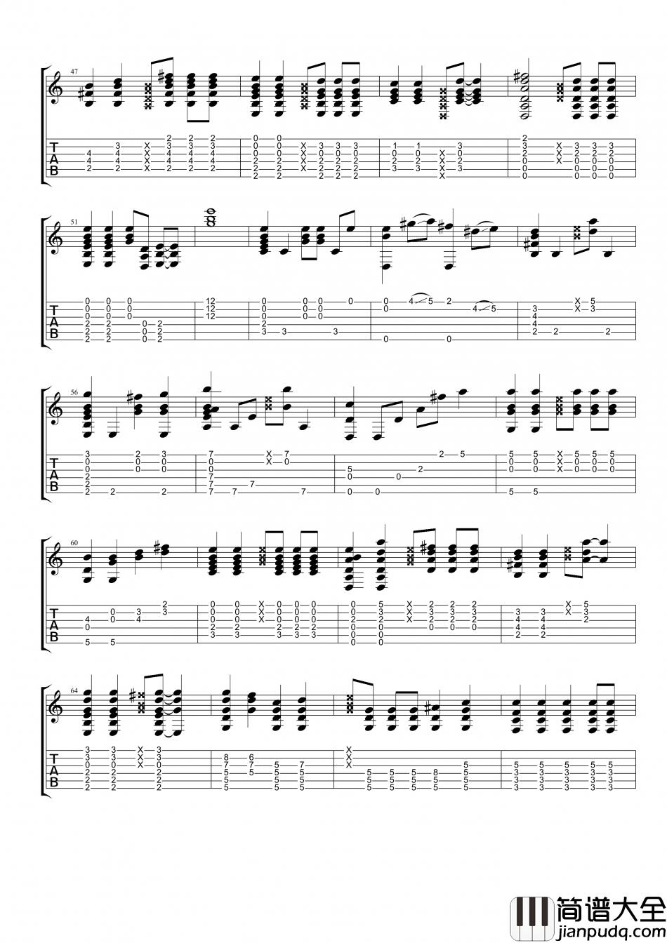 丁当_手掌心_指弹__吉他谱_Guitar_Music_Score