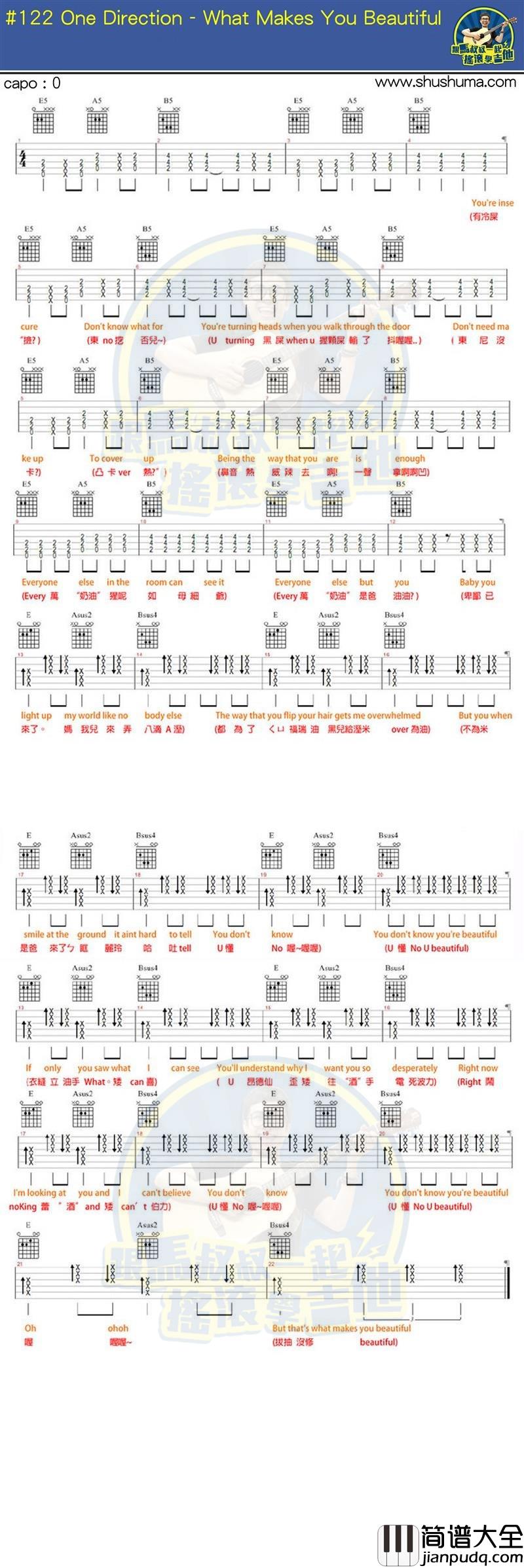 111.jpg One,Direction_What_Makes_You_Beautiful_吉他谱_Guitar_Music_Score