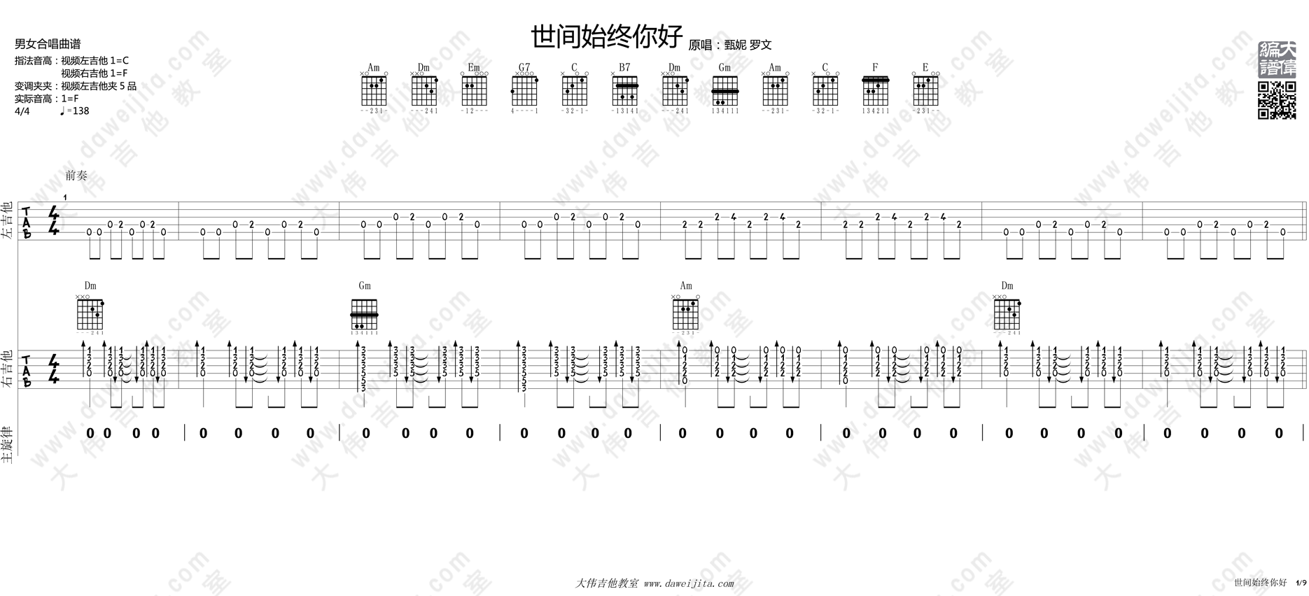 1.gif 罗文,甄妮_世间始终你好_吉他谱(C调)_Guitar_Music_Score