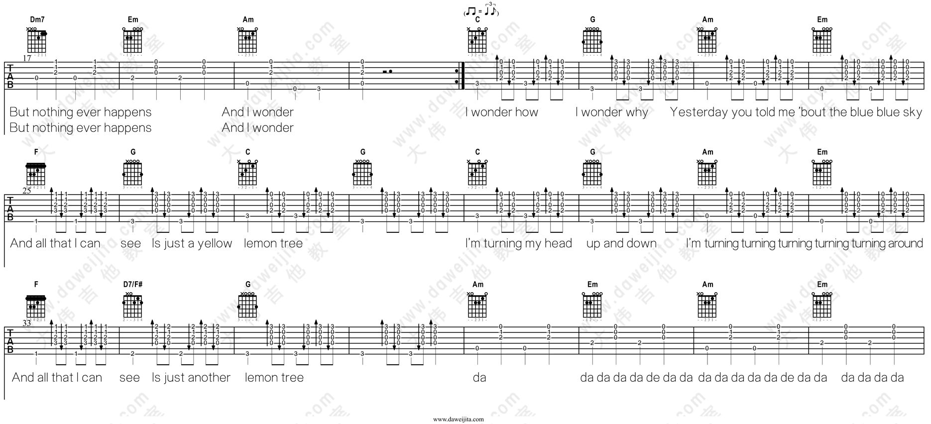 2.gif Fool,s,Garden_Lemon_Tree_吉他谱(C调)_Guitar_Music_Score