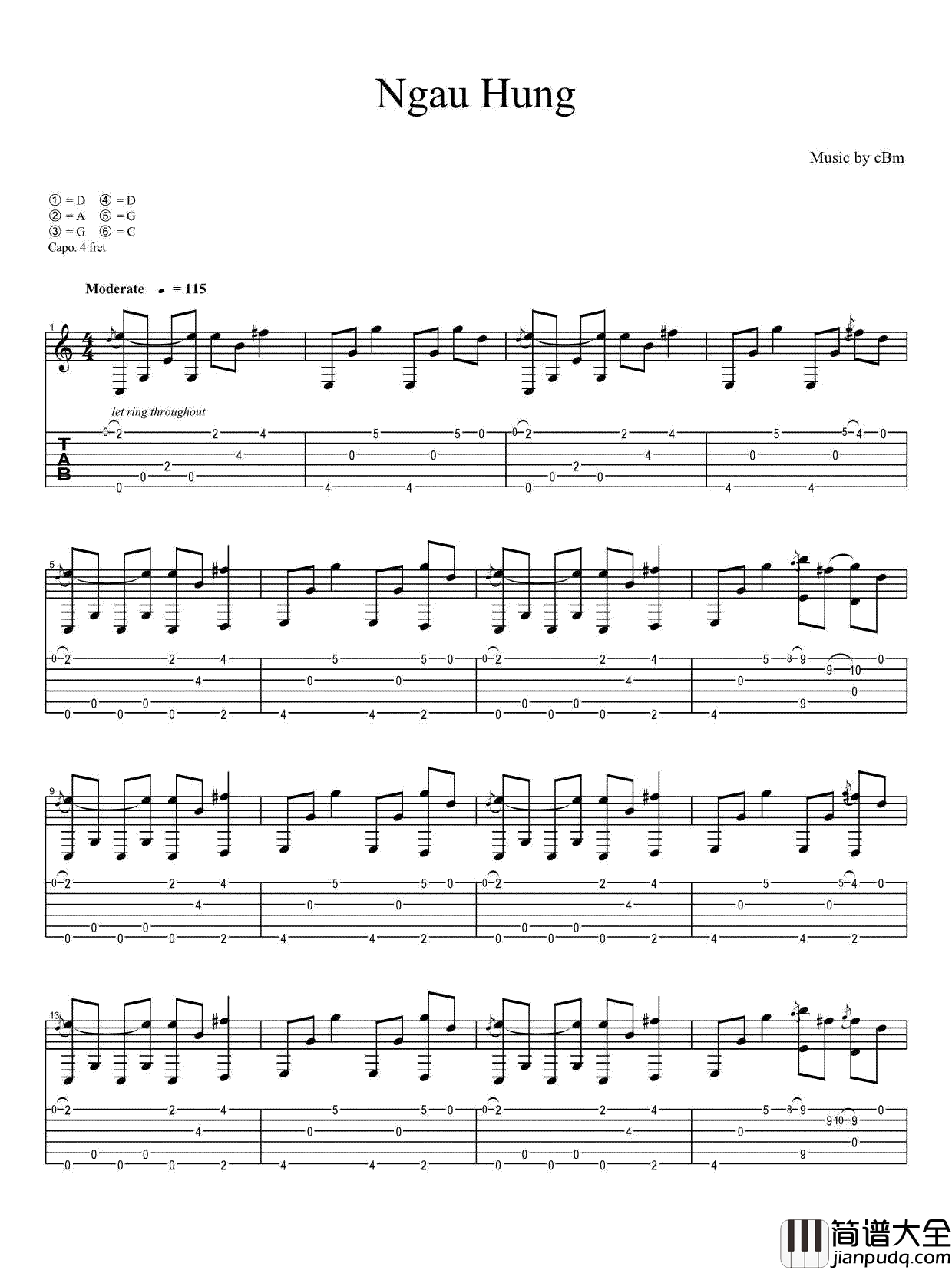 PDD洪荒之力指弹谱_Ngau_Hung吉他独奏谱高清版_吉他谱_学指弹的小学生_吉他图片谱_高清
