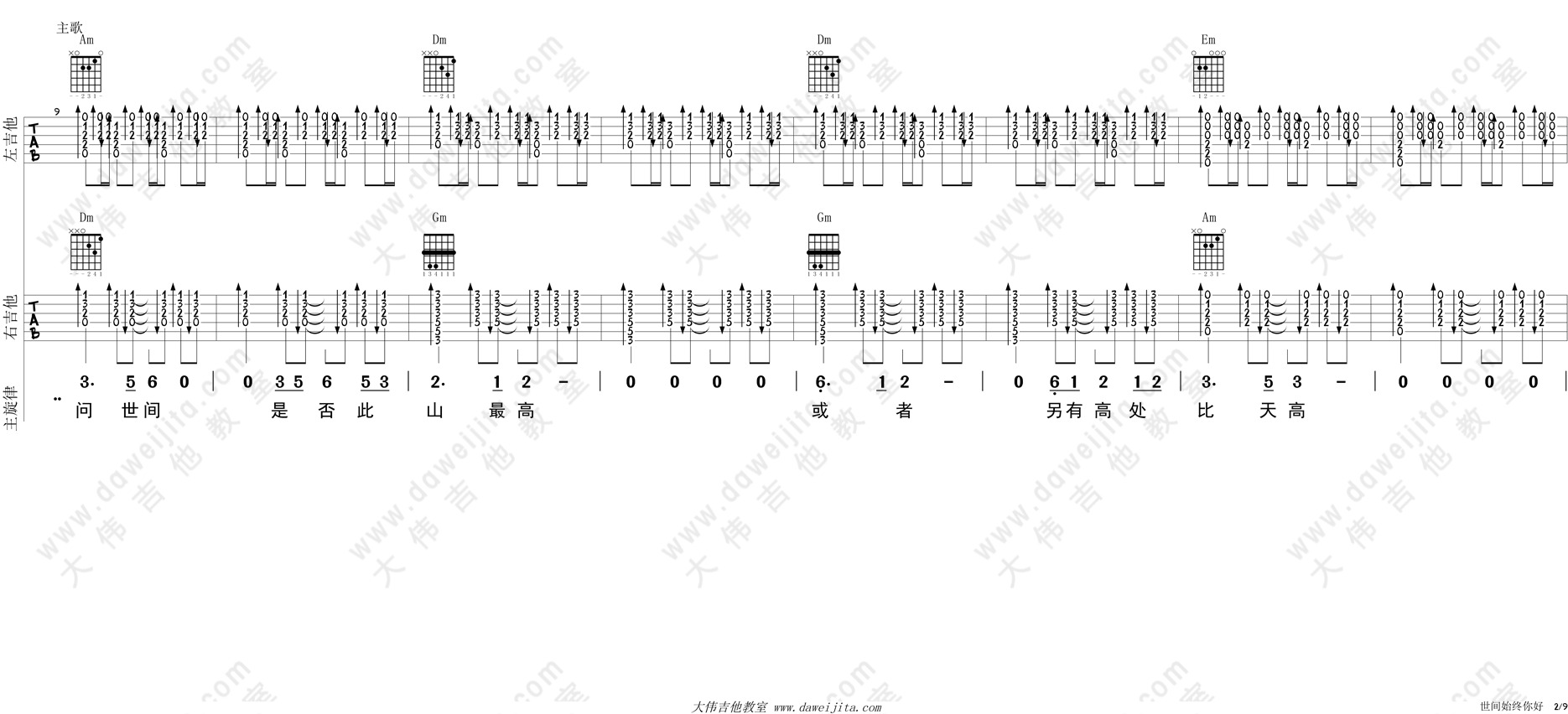 2.gif 罗文,甄妮_世间始终你好_吉他谱(C调)_Guitar_Music_Score