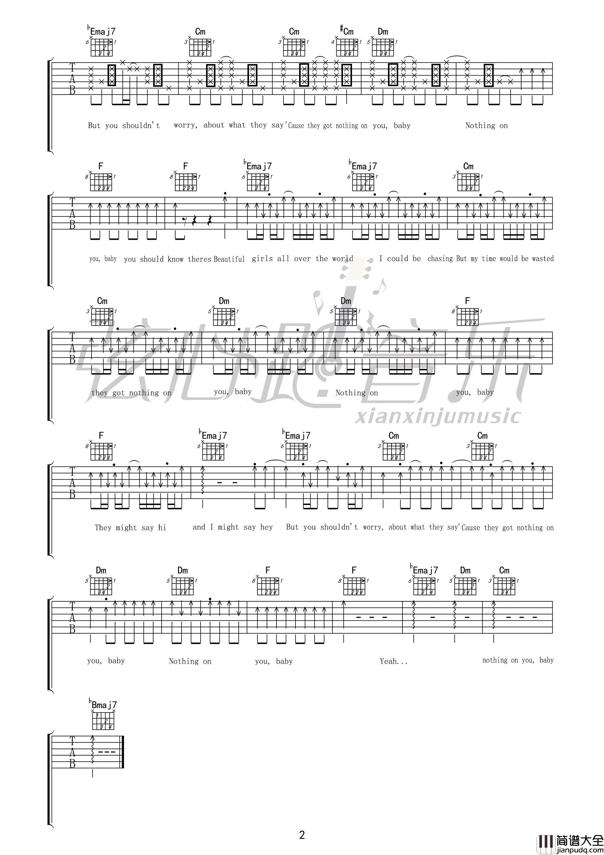 Bruno,Mars_Nothing_On_You_吉他谱_Guitar_Music_Score