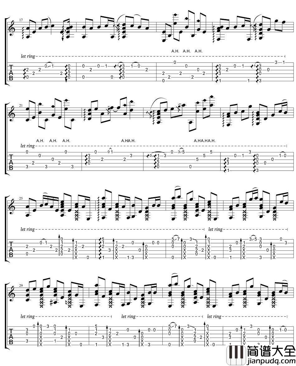 红颜旧_琅琊榜插曲_图片谱完整版_吉他谱_刘涛_吉他图片谱_高清
