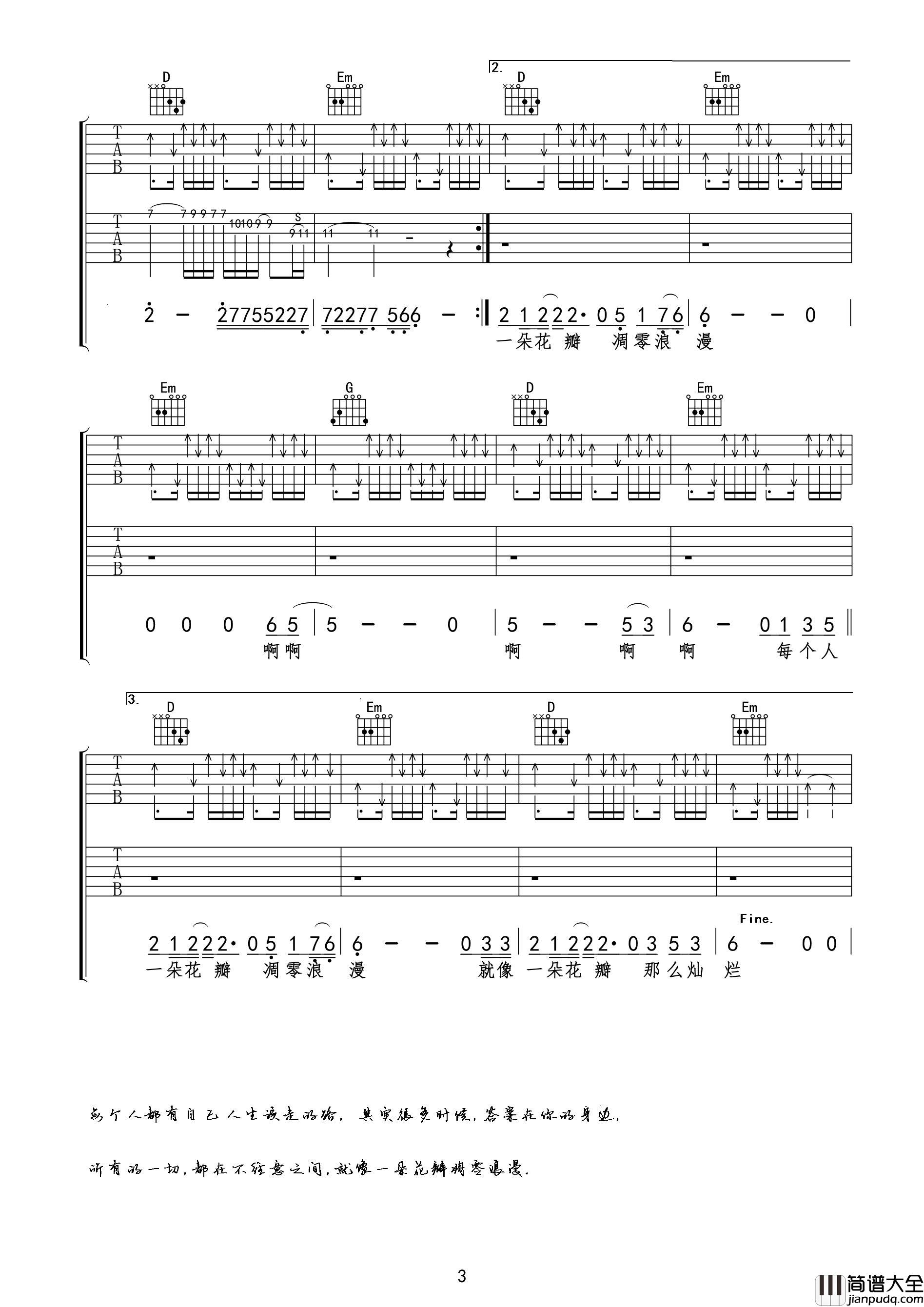 杜青,冷漠_该走的路_吉他谱_Guitar_Music_Score