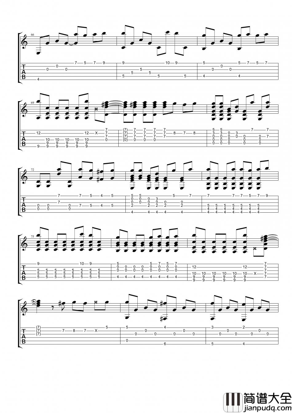 魏如昀_听见下雨的声音_指弹__吉他谱_Guitar_Music_Score