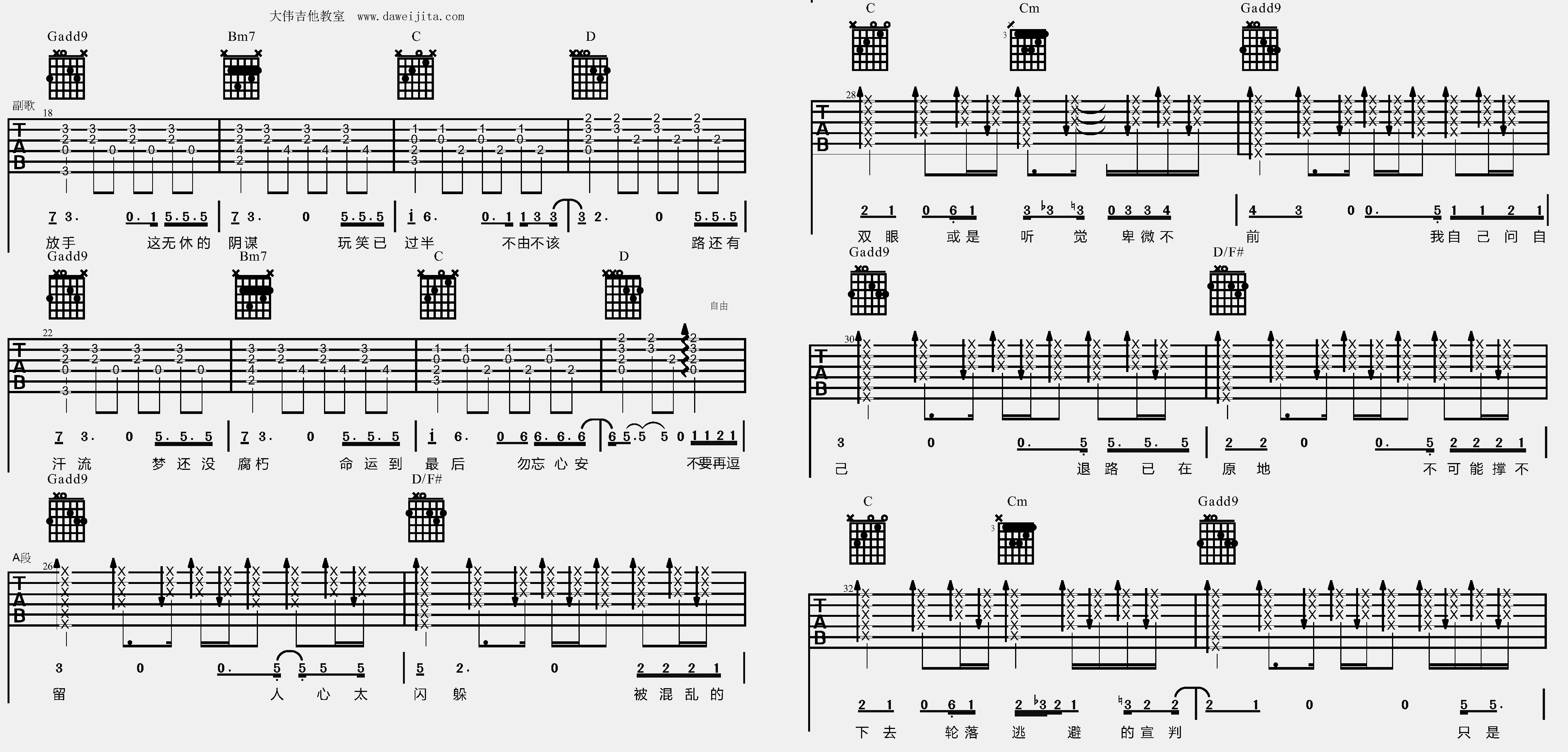 tab_zj_WWXA_2.gif 张杰_勿忘心安_吉他谱(G调)_Guitar_Music_Score