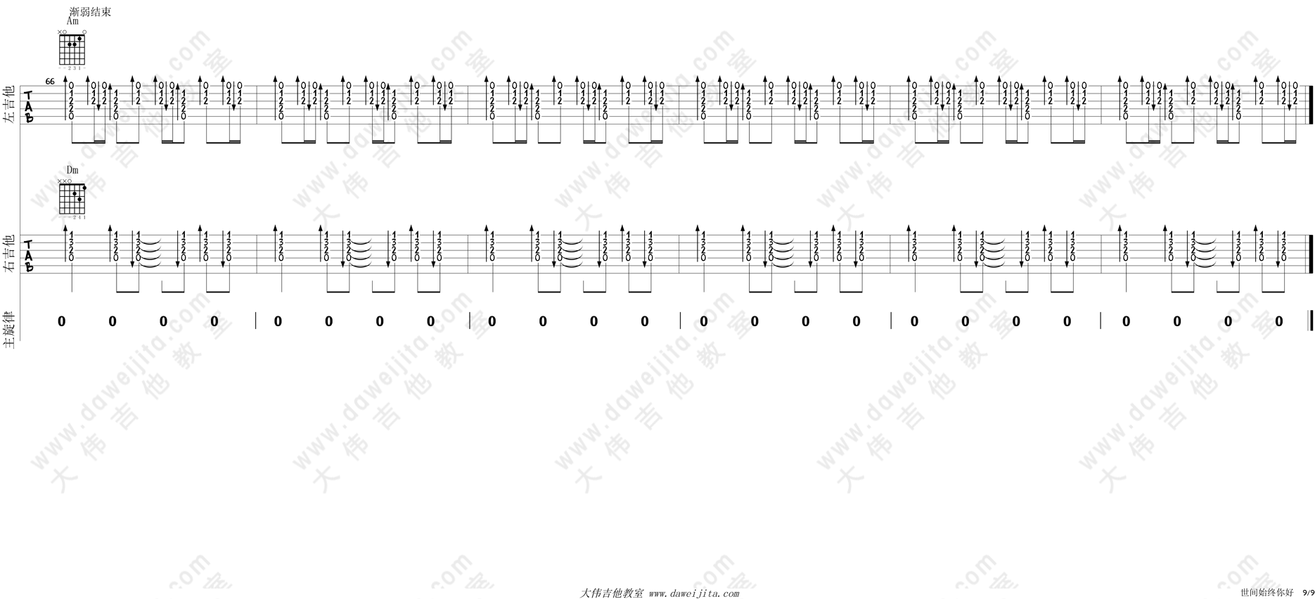9.gif 罗文,甄妮_世间始终你好_吉他谱(C调)_Guitar_Music_Score