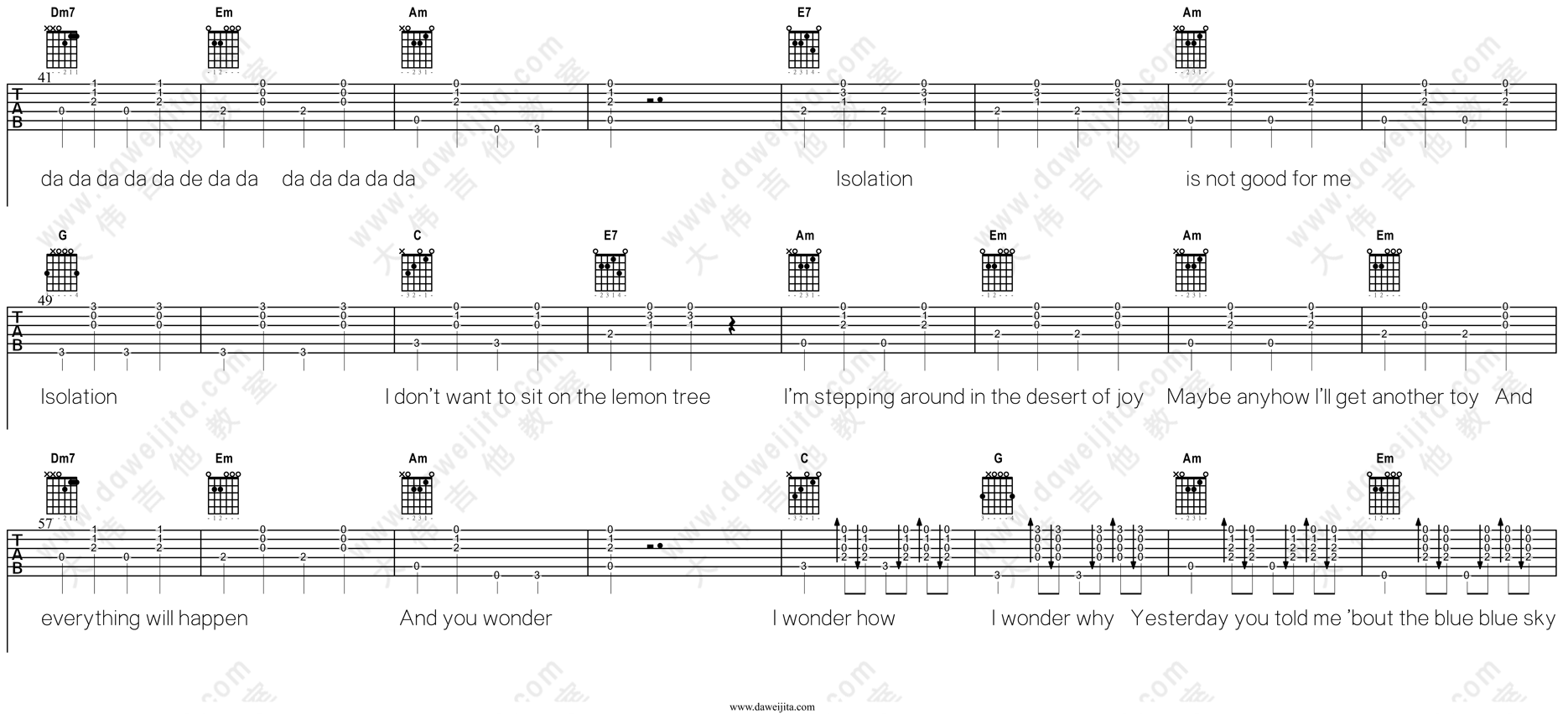 3.gif Fool,s,Garden_Lemon_Tree_吉他谱(C调)_Guitar_Music_Score