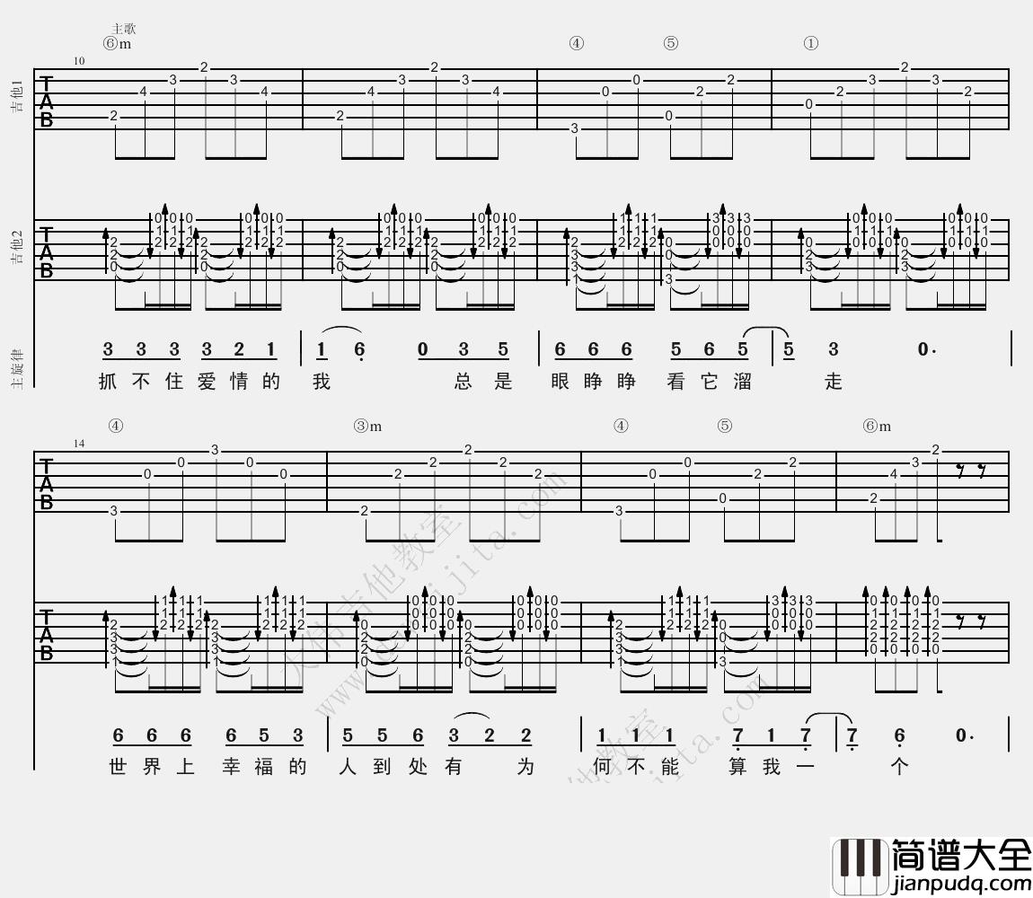 林志炫_单身情歌_吉他谱(E调)_Guitar_Music_Score