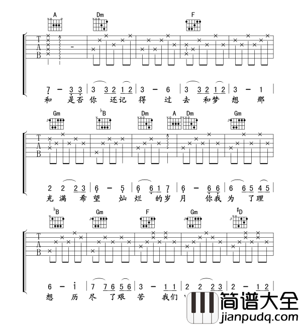 闪亮的日子_罗大佑_图片谱标准版_吉他谱_刘文正_吉他图片谱_高清