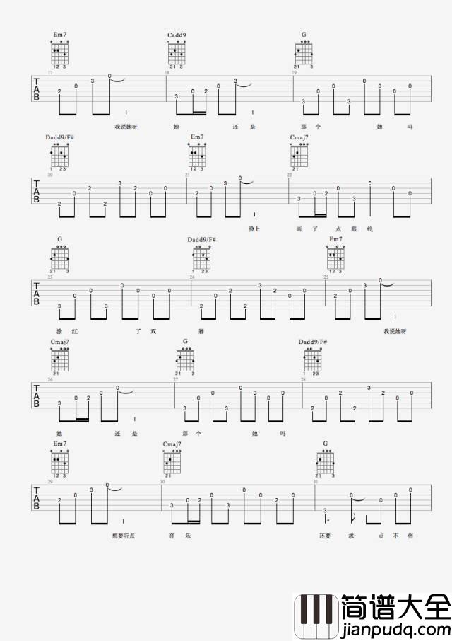 何大河_楚风阵阵吹_吉他谱_Guitar_Music_Score