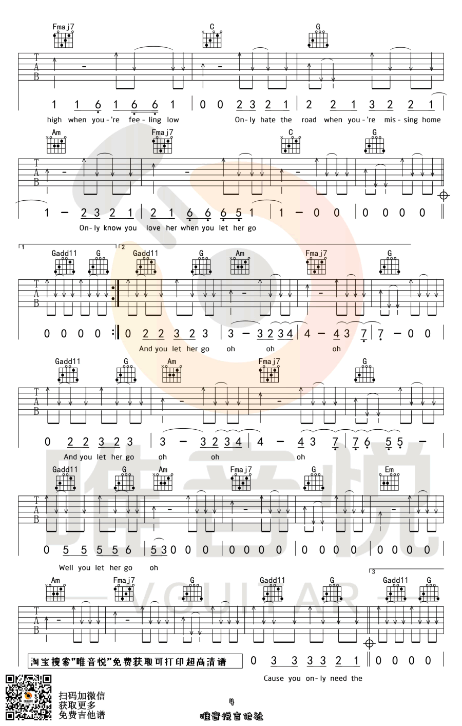 Let_Her_Go_Let_Her_Go_吉他谱
