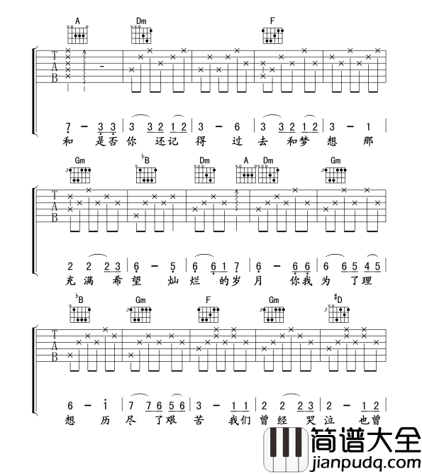 闪亮的日子_罗大佑_图片谱标准_吉他谱_刘文正_吉他图片谱_高清
