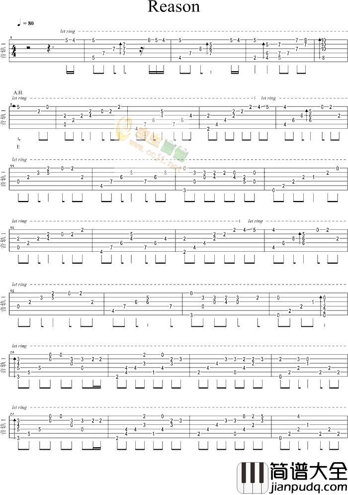 蓝色生死恋|_(主题曲)（弹指独奏）|吉他谱|图片谱|高清|影视