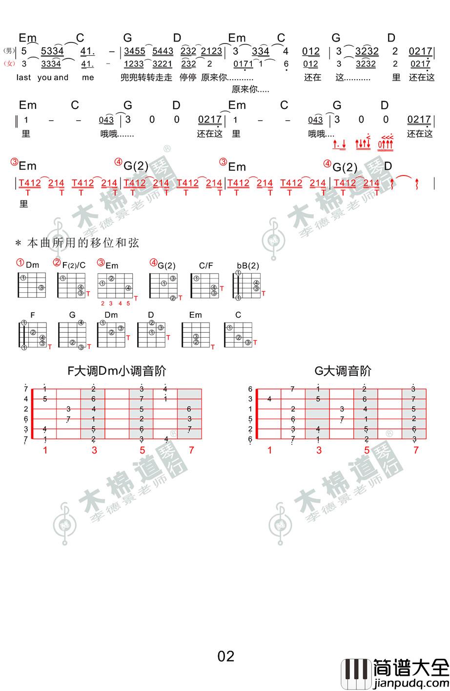 还在这里吉他谱_刘亦菲|王铮亮_致青春_原来你还在这里_