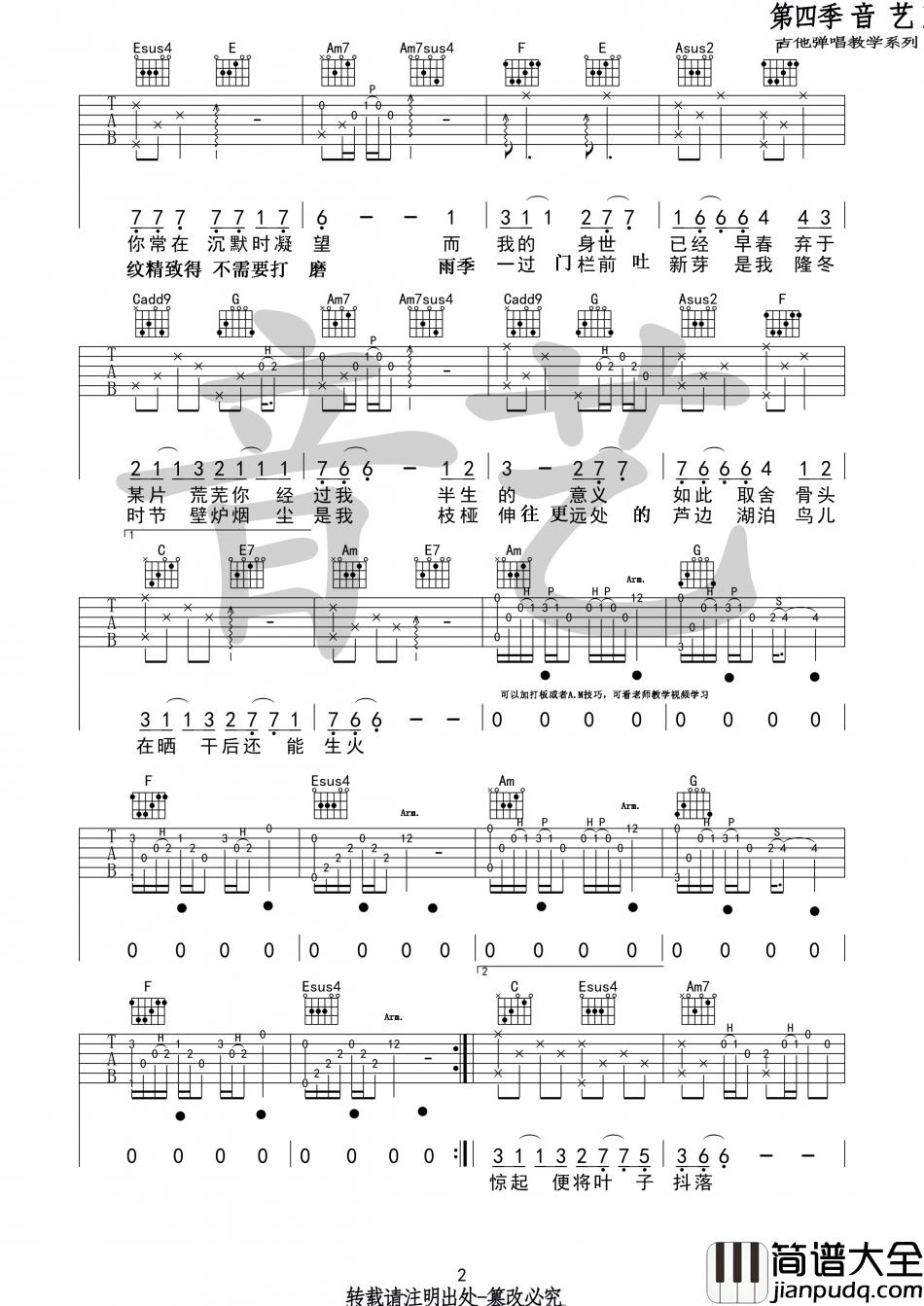 陈鸿宇_早春的树_吉他谱_Guitar_Music_Score