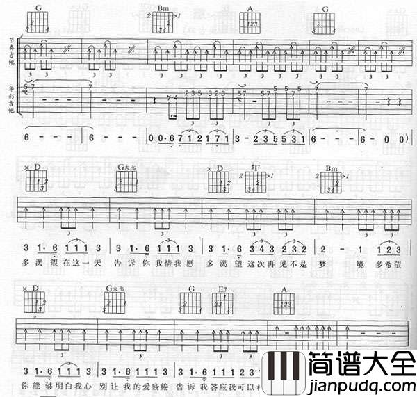 最想念你|认证谱|吉他谱|图片谱|高清|BEYOND