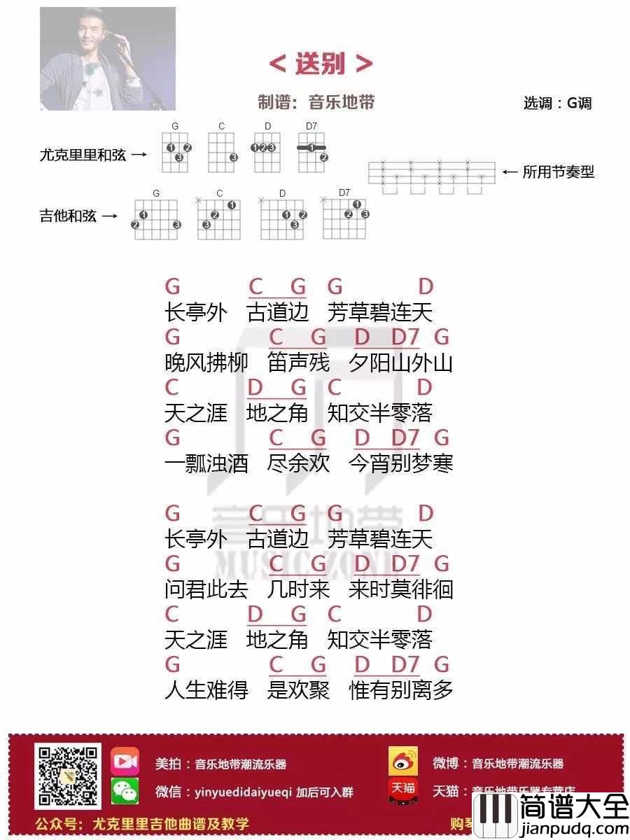 送别尤克里里谱_朴树_天之涯_地之角_知交半零落