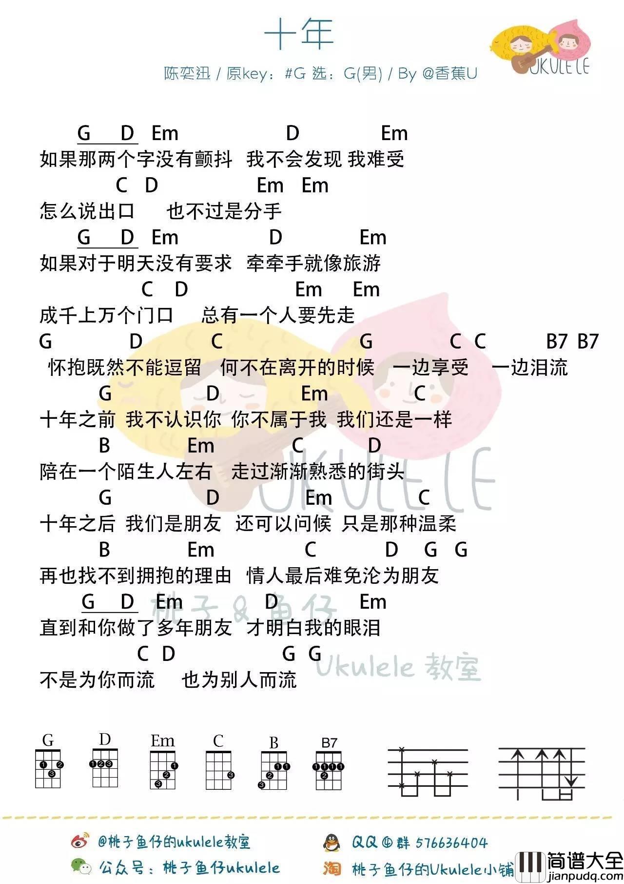 十年(明年今日)尤克里里谱_陈奕迅_弹唱教学
